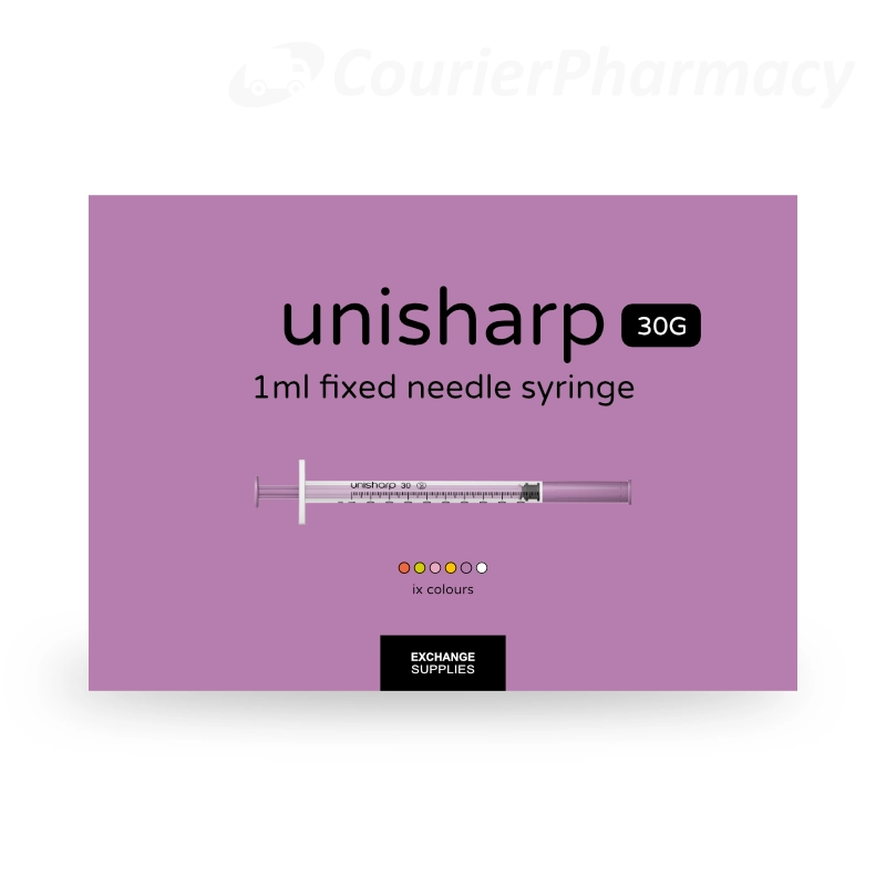 Unisharp 30G 0.5 purple fixed needles syrine 1ml courierpharmacy.co.uk