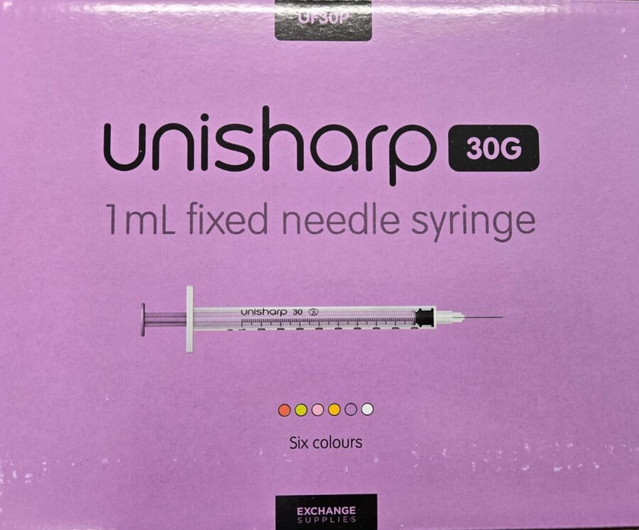 Unisharp 30G 0.5 purple fixed needles syrine 1ml courierpharmacy.co.uk