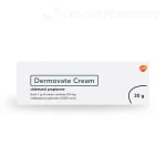 Dermovate Cream 30g (clobetasol propionate) pack shot – courierpharmacy.co.uk