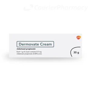 Dermovate Cream 30g (clobetasol propionate) pack shot – courierpharmacy.co.uk