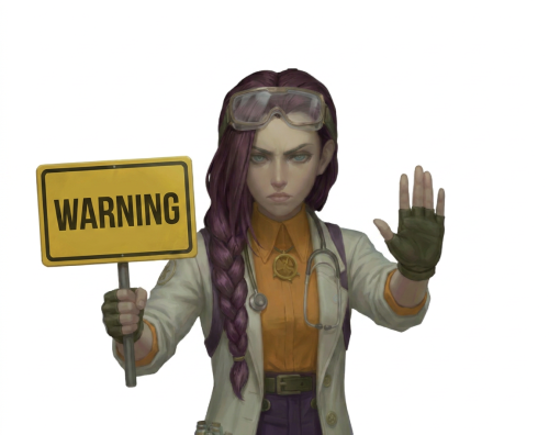 Dr Ada Jex Cori holding a warning sign courierpharmacy.co.uk