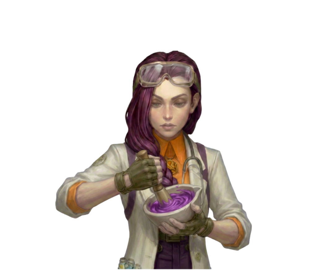 DR Ada Jex Cori using a mortar and pestle