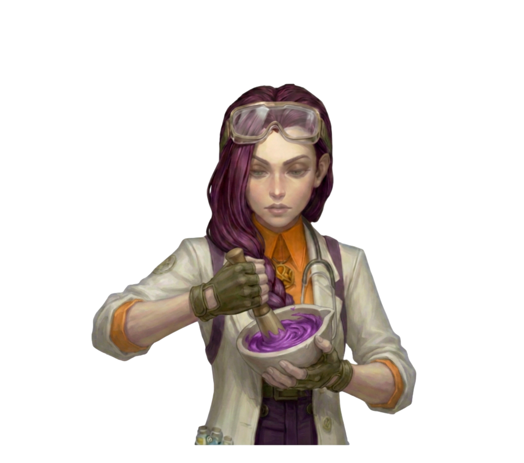 DR Ada Jex Cori using a mortar and pestle