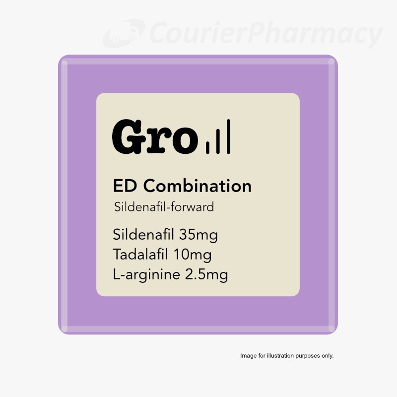 Sildenafil 35mg + Tadalafil 10mg + L-arginine 2.5mg Orodispersible Film (Gro ED Trio · Rapid) courierpharmacy.co.uk