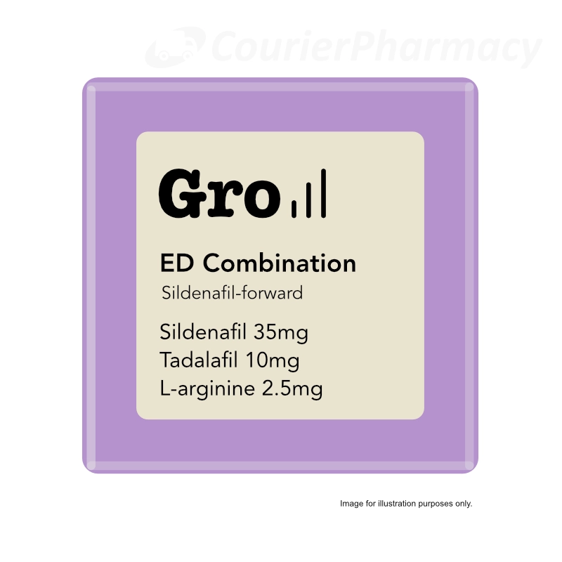 Sildenafil 35mg + Tadalafil 10mg + L-arginine 2.5mg Orodispersible Film (Gro ED Trio · Rapid) courierpharmacy.co.uk