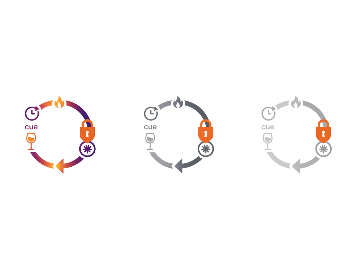 Technical diagram-style brain cutaway with glowing reward pathway nodes and abstract receptor motifs, illustrating endorphin-driven reinforcement relevant to The Sinclair Method on courierpharmacy.co.uk.