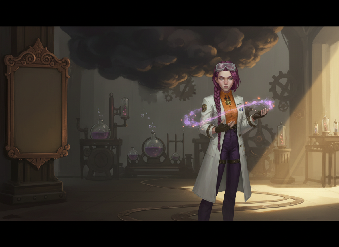 Dr Ada Jex Cori in a steampunk lab beneath a dark cloud with warm light breaking through, symbolising depression support at courierpharmacy.co.uk.