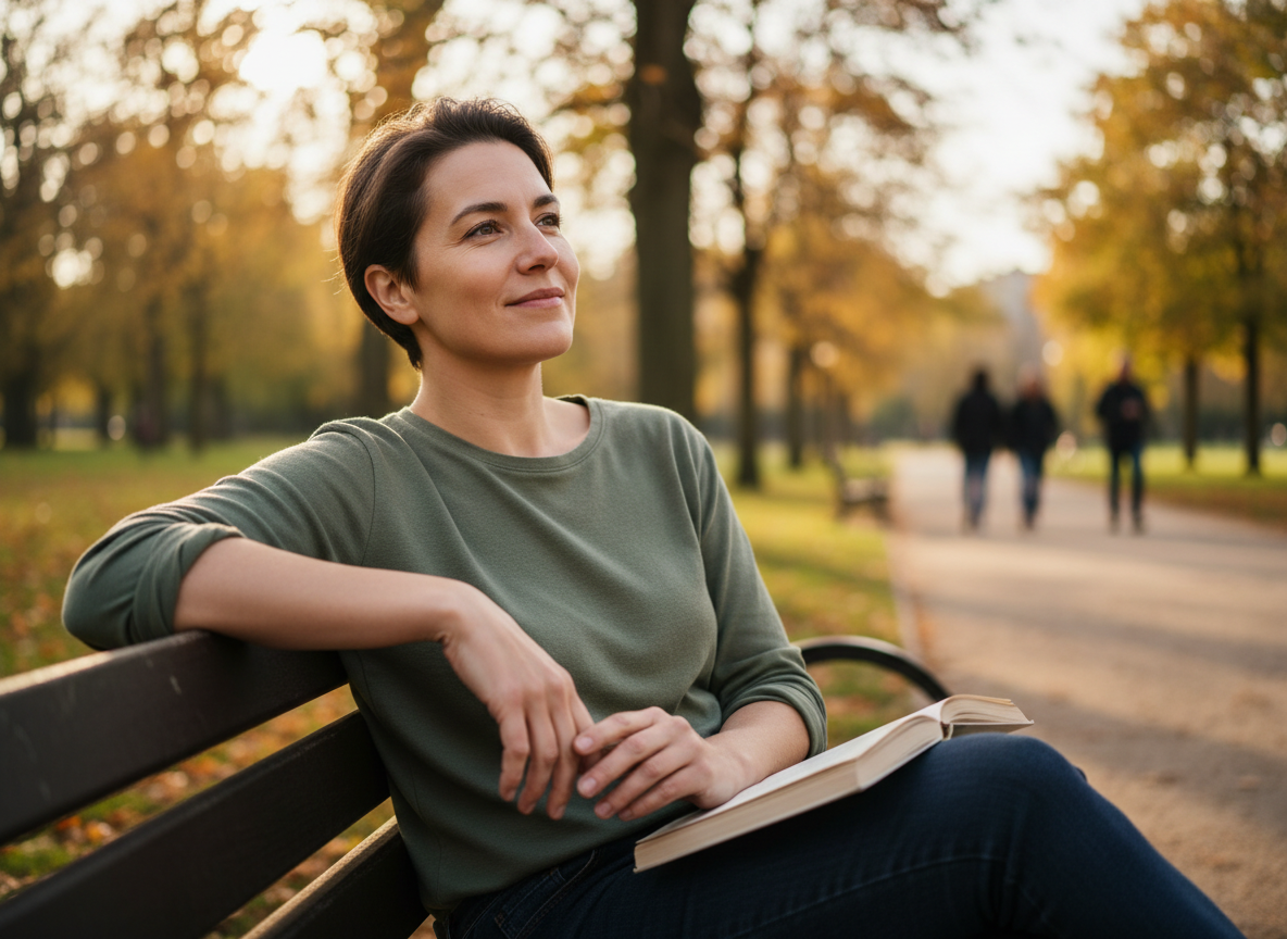 Real-life editorial photo showing a subtle confidence and relief moment for someone living with psoriasis, courierpharmacy.co.uk