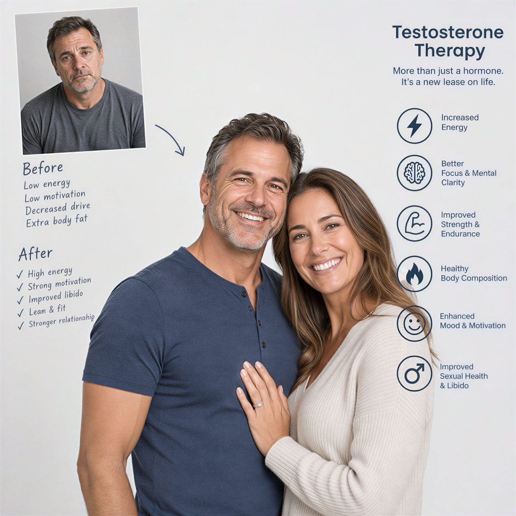 Middle aged man with his partner after TRT courierpharmacy.co.uk